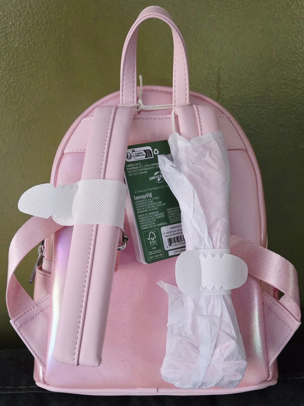 Loungefly Pink Metallic Backpack with Silver Embroidery